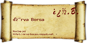 Árva Borsa névjegykártya